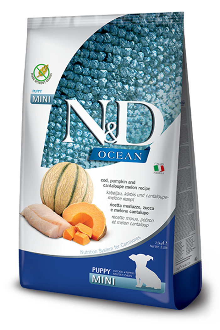 N&D OCEAN CODFISH PUMPKIN PUPPY MINI 800GR XIRA TROFI SKuLOu